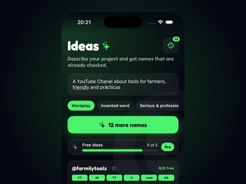 AI name ideas, already checked